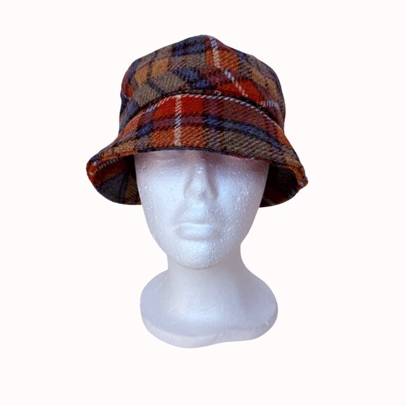 Vintage Irish Plaid Wool Hat Newsboy Cap Fall Bucket Cloche Autumn Campus Style - Picture 8 of 16